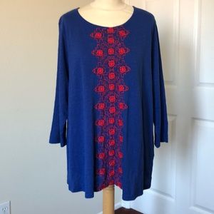 COPY - Lucky Brand Long Sleeves Blouse Red, Blue 2X, NWT